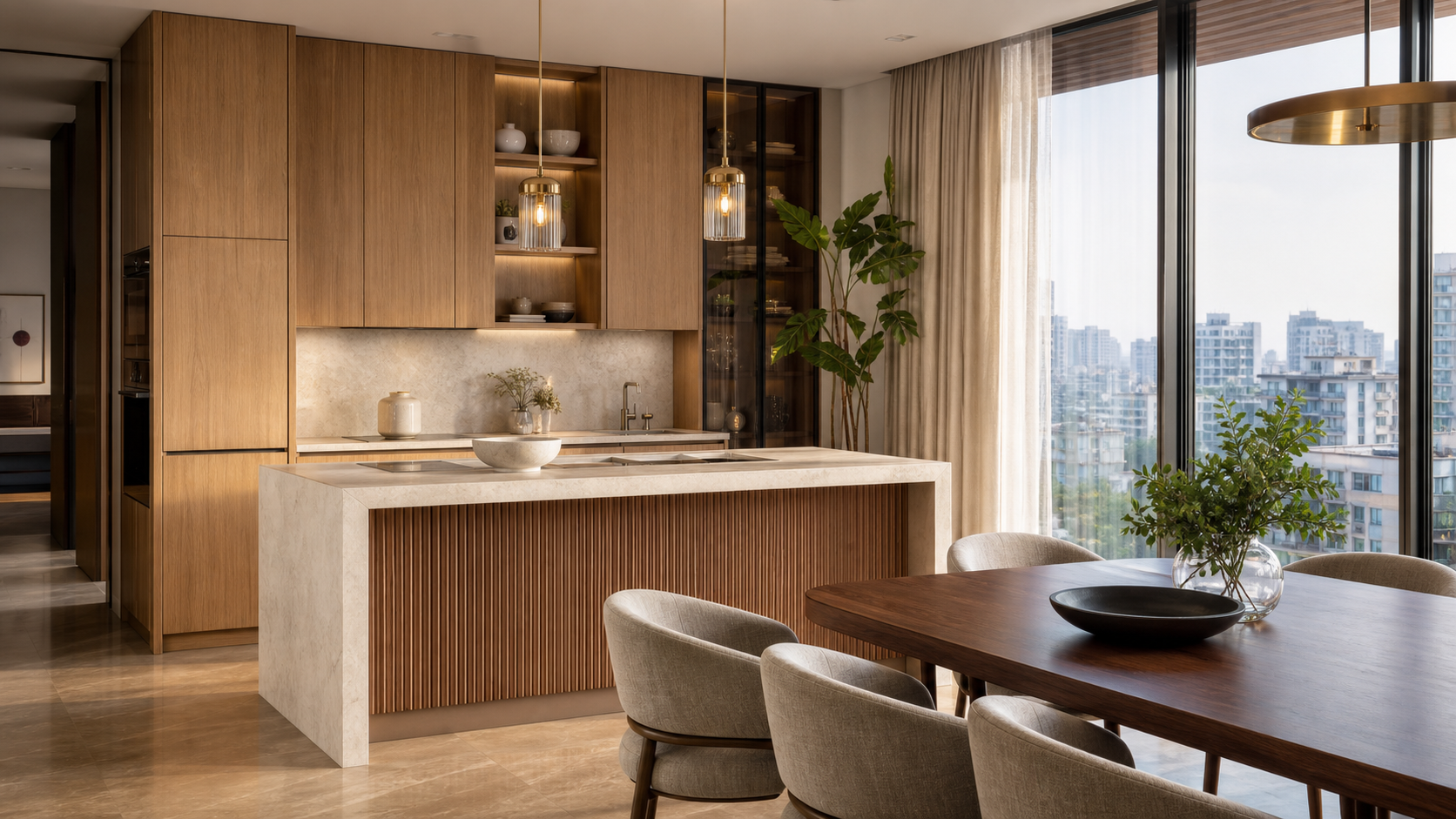 Urban Apartment Interior - dining and kitchen