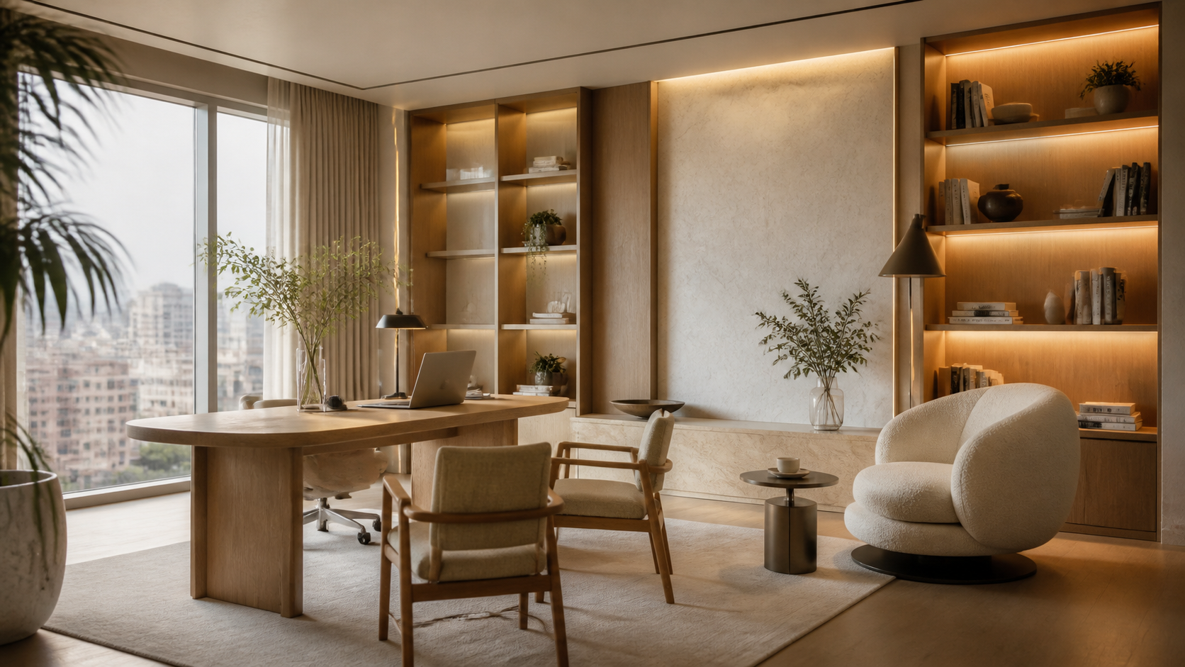 Urban Apartment Interior - home office and reading lounge